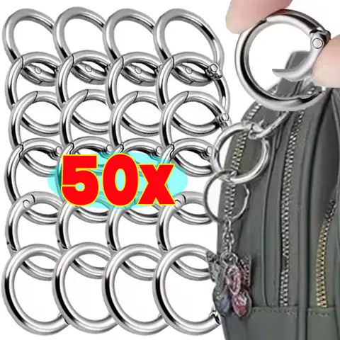 Bilashmart 20/25/33mm Stainless Steel O Ring Spring Clasps Open Round Carabiner Snap Hook Keychain Bag Clips DIY Jewelry Bags Accessories