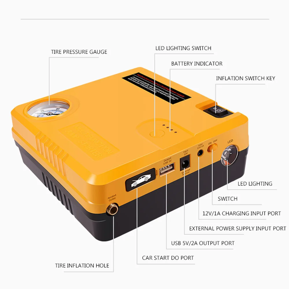 

TM16B Автомобильный стартер Портативная зажигалка Power Bank Мини-автомобильный стартер Воздушный насос 12 В Автомобильное зарядное устройство для усилителя автомобильного аккумулятора