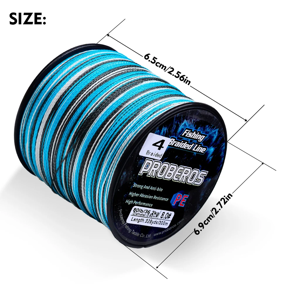 Proberos Geflochtene Angelschnur - 300M/328YDS, 6-80LB Extrem Hohe Zugfestigkeit & Glatt für Weitwürfe – Detail 7