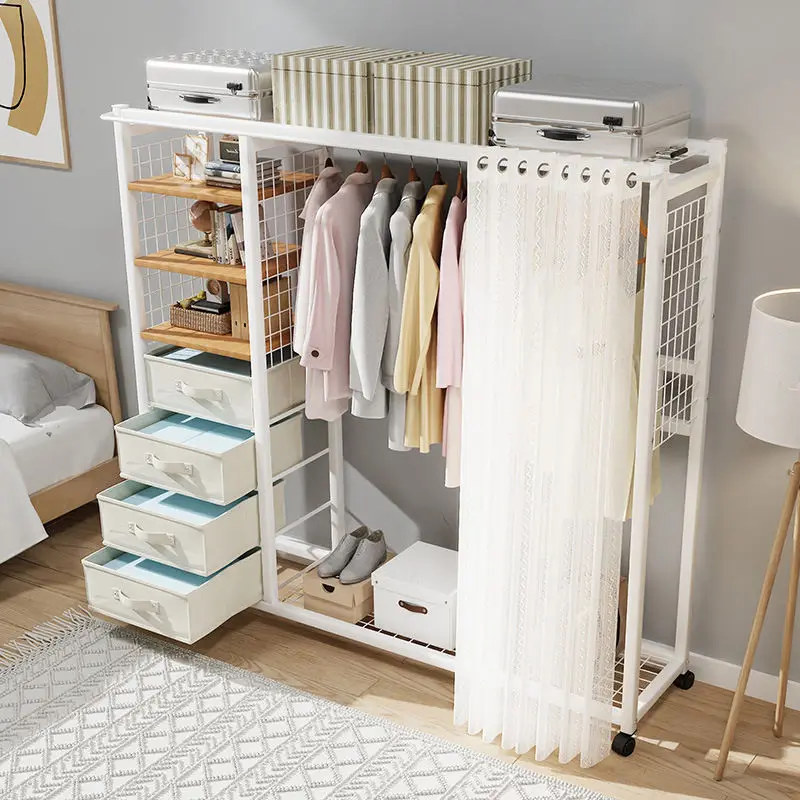 

Home Simple Wardrobe Home Bedroom Cloth Wardrobe Bold Blocking Curtain Dormitory Wardrobe Storage Cabinet Rental Room
