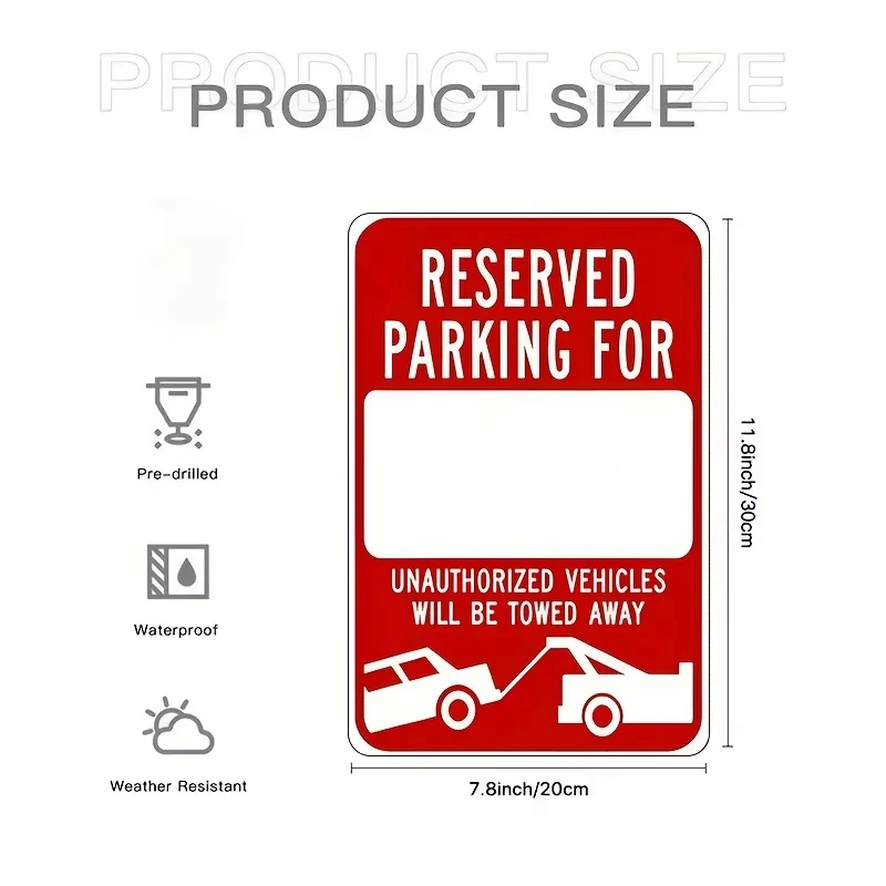 `Custom Reserved Parking Metal Tin Sign, Personalized Custom Text Warning Plate, Waterproof Wall Plaque for Garage Yard Outdoor