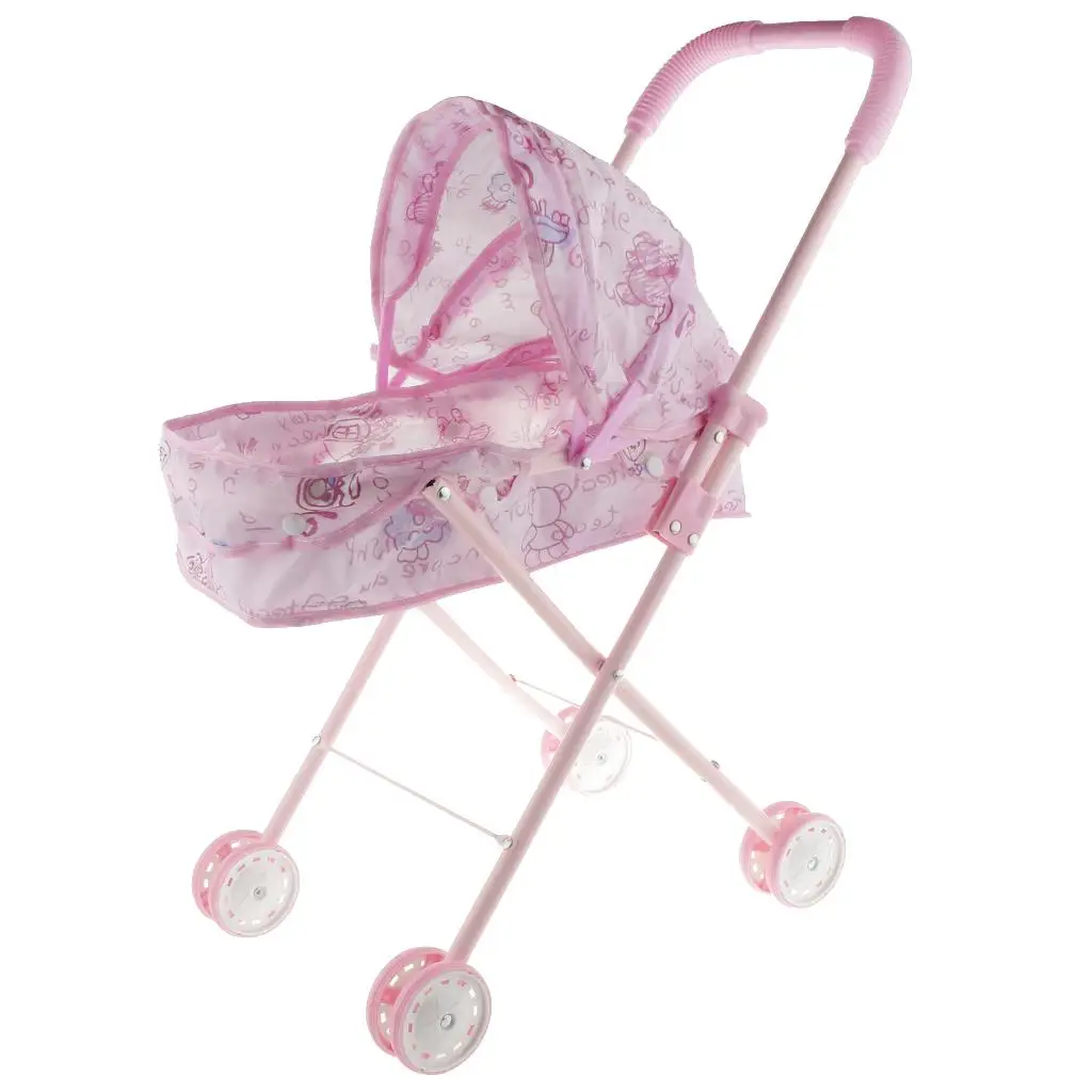 

Baby Doll Pram Doll Toy Pushchair Folding Durable Kids Pretend Play Toys