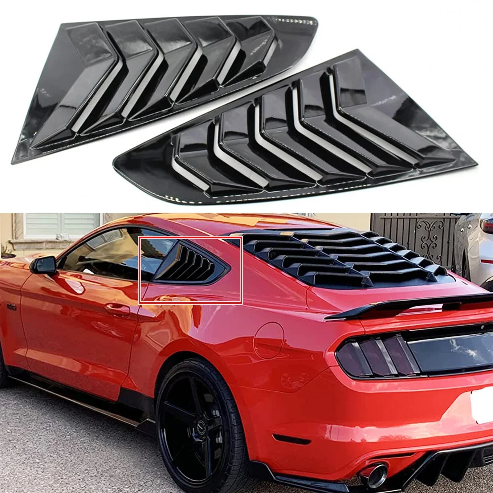 Rear Quarter Window Louvers For Ford Mustang 2015 2016-2021 Scoops Spoiler Car Tunning Panel Side Air Vent Cover Windshield