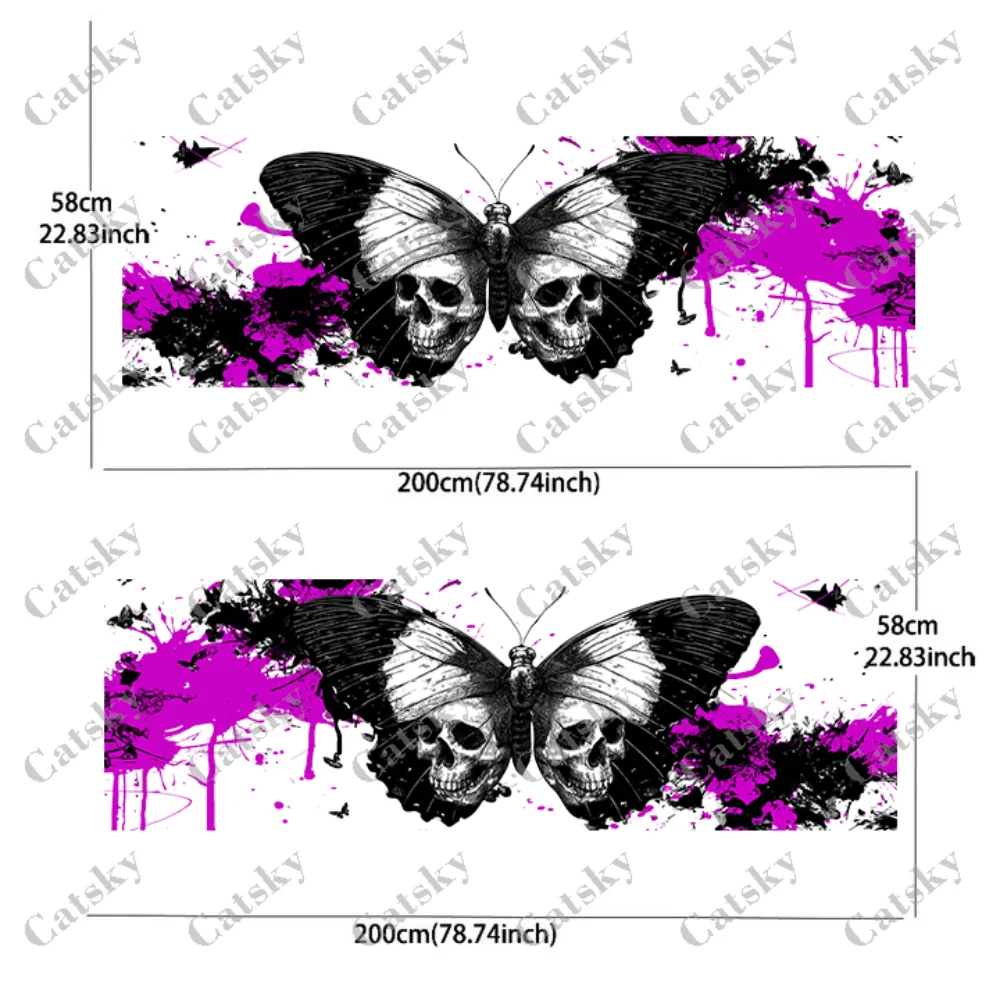 الجمجمة فراشة اللون سبلاش سيارة الفينيل يلتف ملصق مائي ذاتي اللصق بولي كلوريد الفينيل مناسبة للشاحنات SUV ديكور اكسسوارات السيارات هدية #6