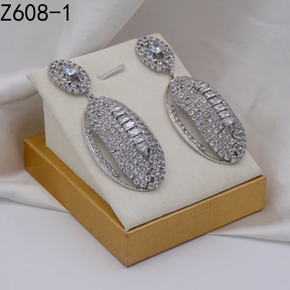 Damen AB Kristall Tropfen-Ohrringe Goldfarben Hohle Strass-Ohrhänger Hochzeit Party Braut Statement-Schmuck Geschenk – Detail 17