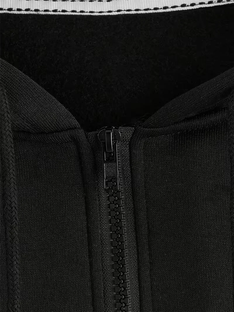 Women Oversized Zip Up Hoodie Solid Black Loose Full Zipper Hooded Sweatshirt Casual Pocket Streetwear Soft Thick Hooded Jacket