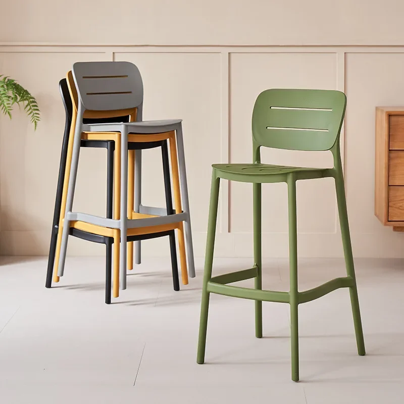 Bar chair Modern simple light luxury plastic bar chair, can be stacked bar outdoor high stool