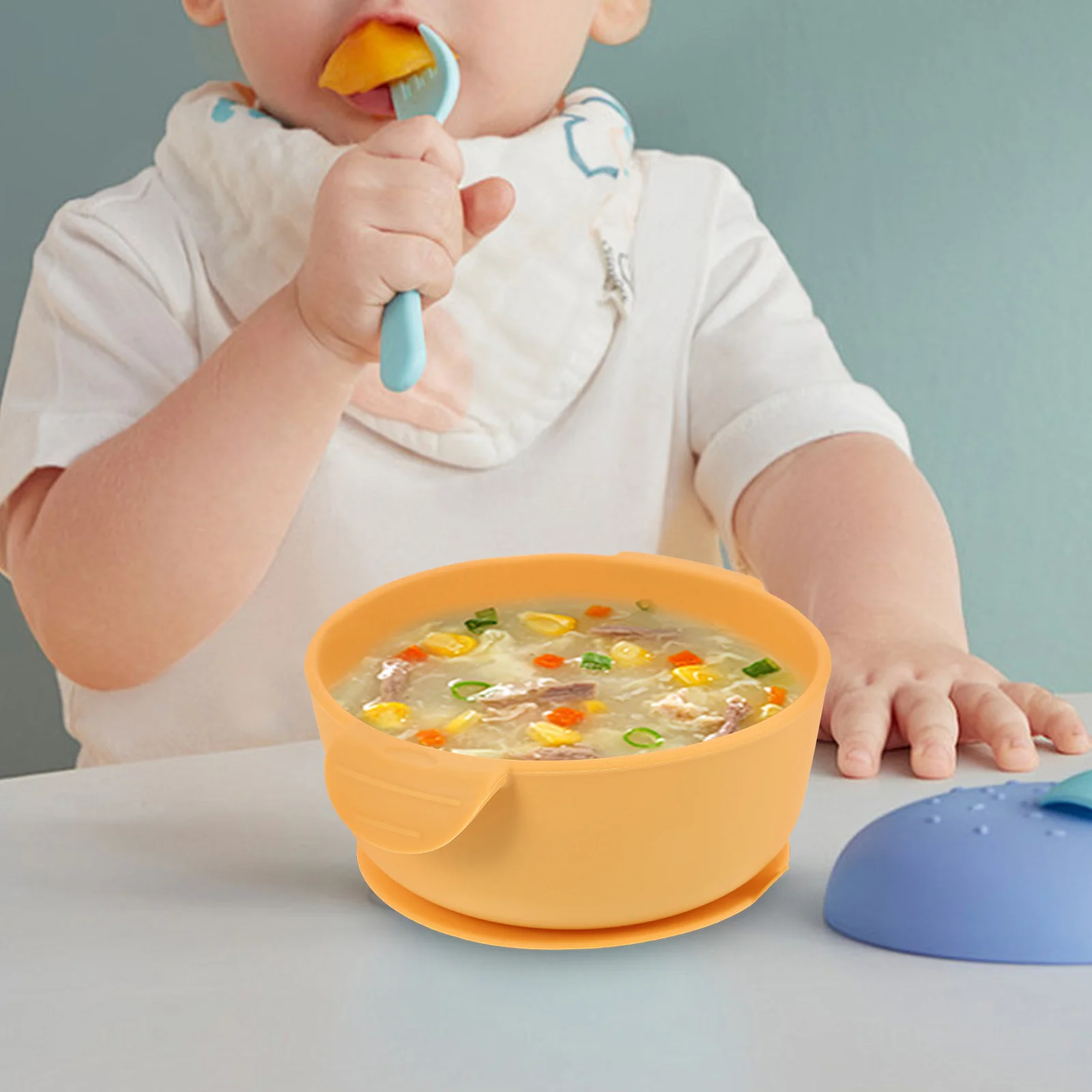 

Силиконовая детская миска, противоскользящая присоска, миска для кормления с двойной ручкой, можно мыть в посудомоечной машине, принадлежности для кормления малышей, многоразовые