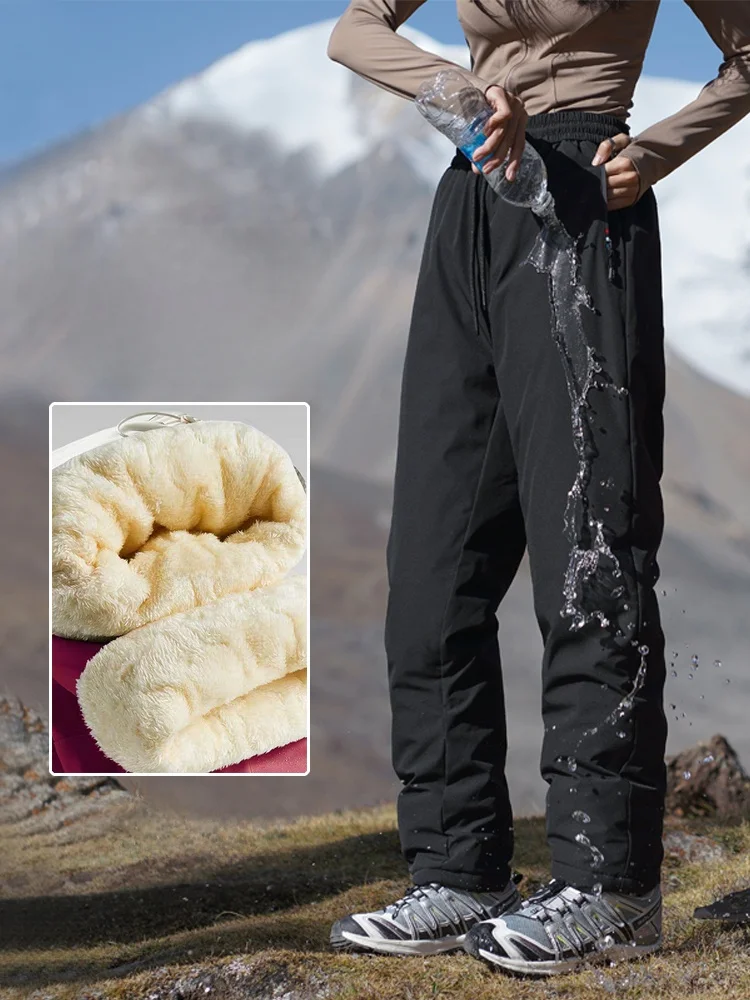 厚手のフリーススキーパンツ女性のアウトドア冬ズボン防風防水通気性ハイキングキャンプ旅行用品