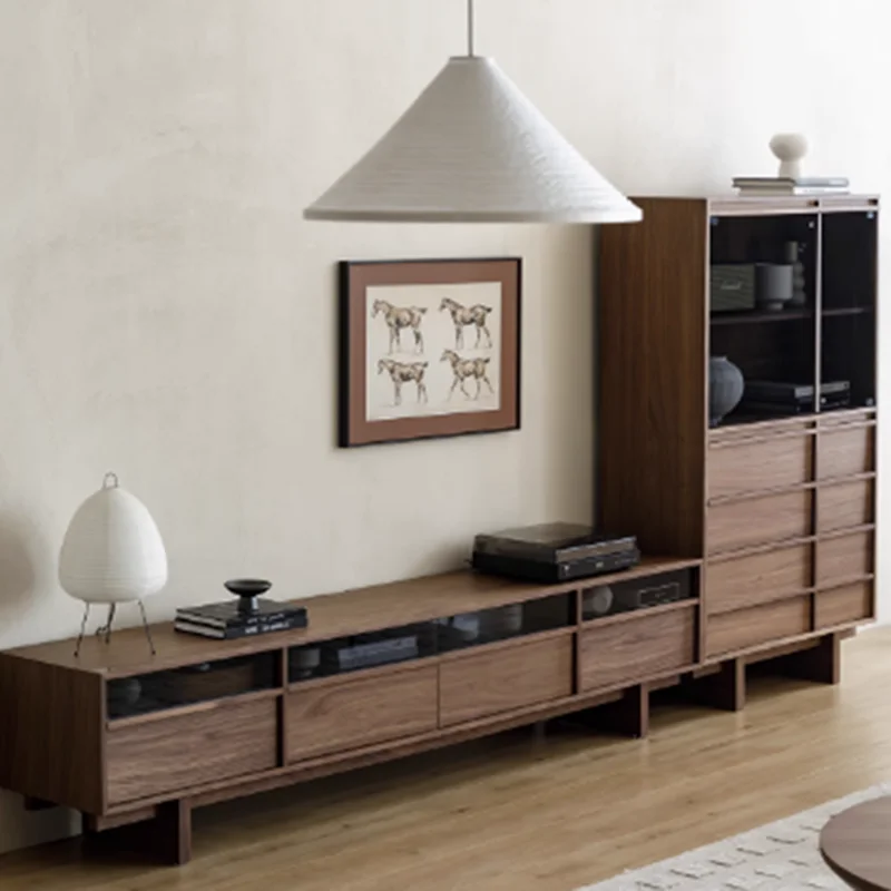 

Vintage Wood Modern Tv Stand Universal Dark Brown Designer Retro Luxury Tv Table Living Room Mueble Para Televisor Furniture