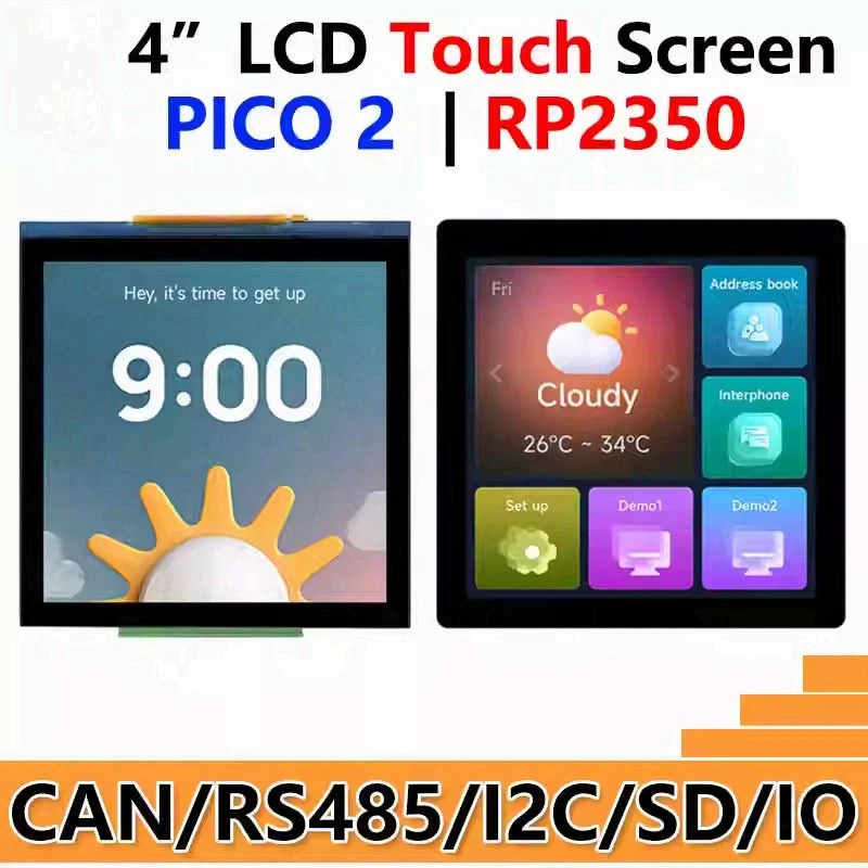 4-Inch LCD CAN/RS485 Board for Raspberry Pi Pico 2 RP2350