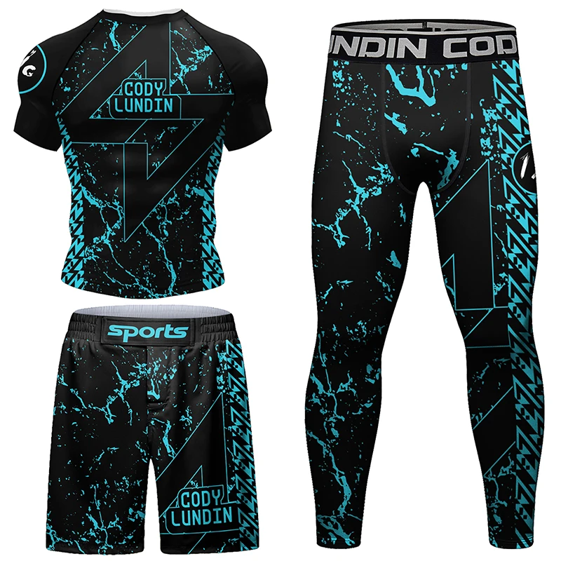 Conjunto de ropa deportiva para hombre, camiseta y pantalones cortos, Kimono Jiu Jitsu Mma, Muay thai, MMA, Bjj, Rashguard, gimnasio, Gi, boxeo, novedad