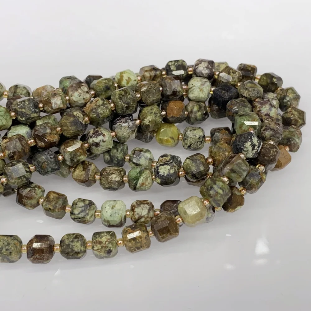 Natural  Squar Prehnite 6mm 8mm Tiger Eye Cube Loose Spacer Beads for Jewelry Making DIY Women's Charm Necklace Earrings
