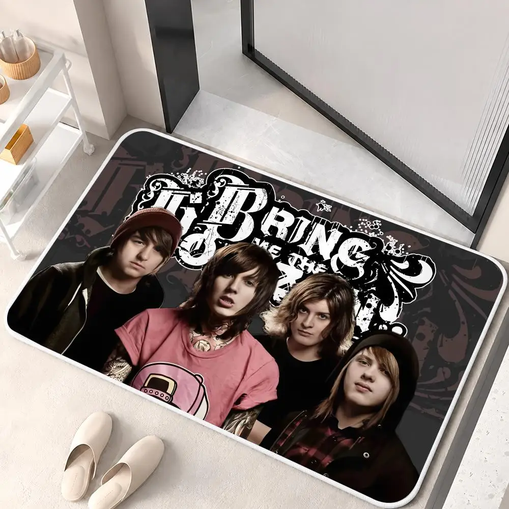 Cool B-BRING ME THE HORIZON Floor Mat Flannel Rug Soft Non Slip Door Mat For Bathroom Bedroom Kitchen Living Room Home Decor