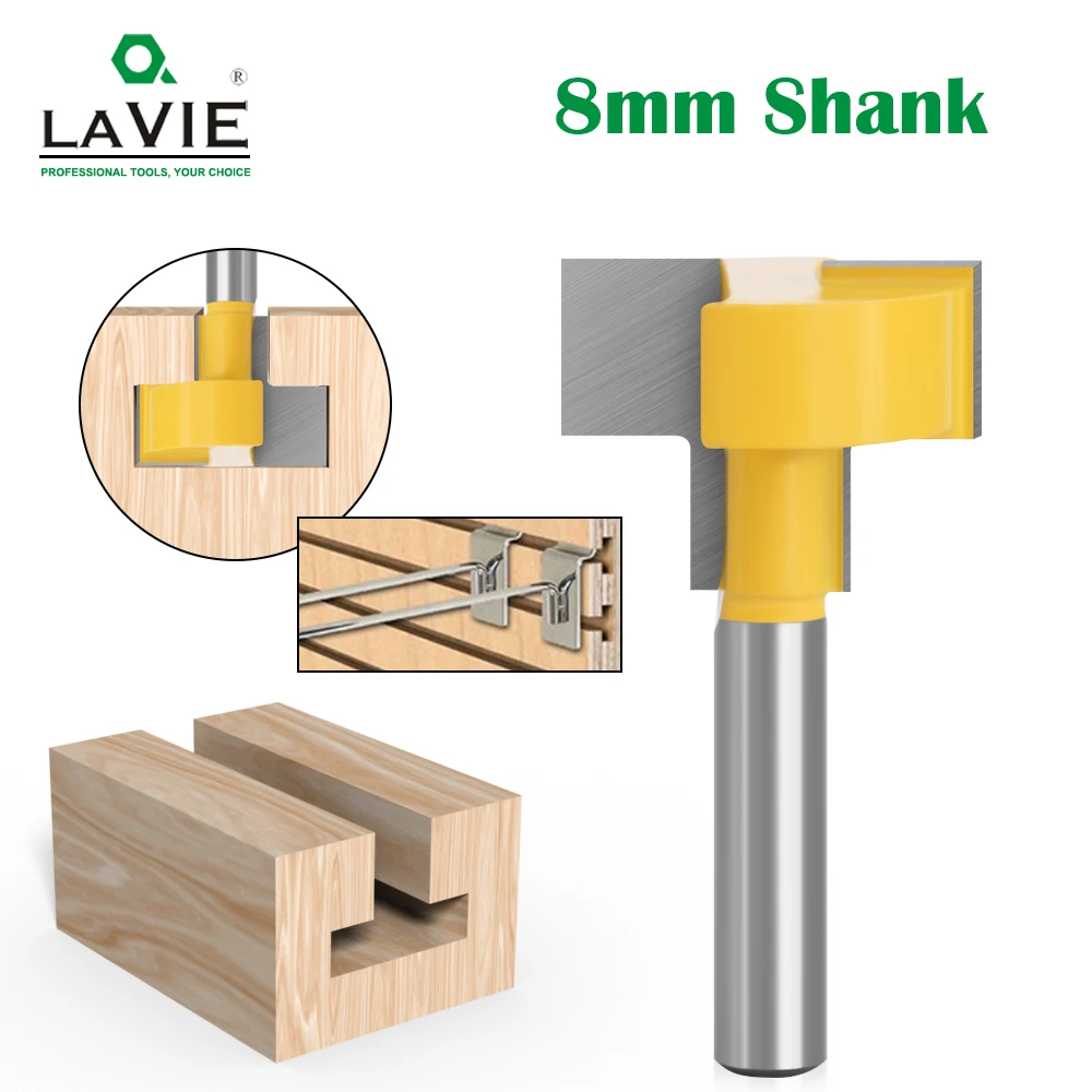 LAVIE 8mm Shank T-Slot Milling Straight Edge Slotting Knife Cutter Router Bits Milling Cutting Handle for Wood Working C08148Z29