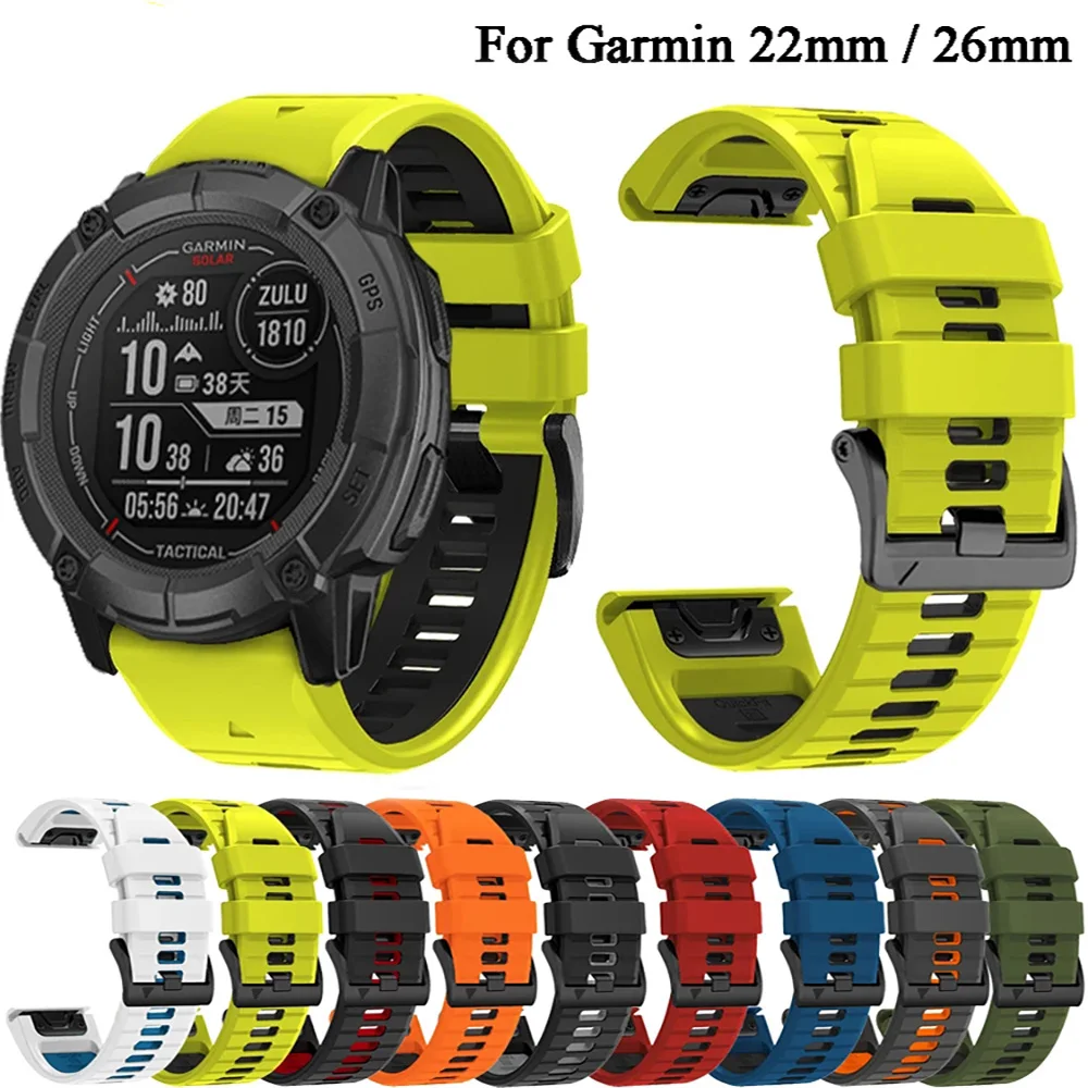 26mm 22mm For Garmin Fenix 7X 7 Pro 6 6X Pro 5X 5 Plus Sapphire Solar Watch Strap Bracelet Quick Release Silicone Band Wristband