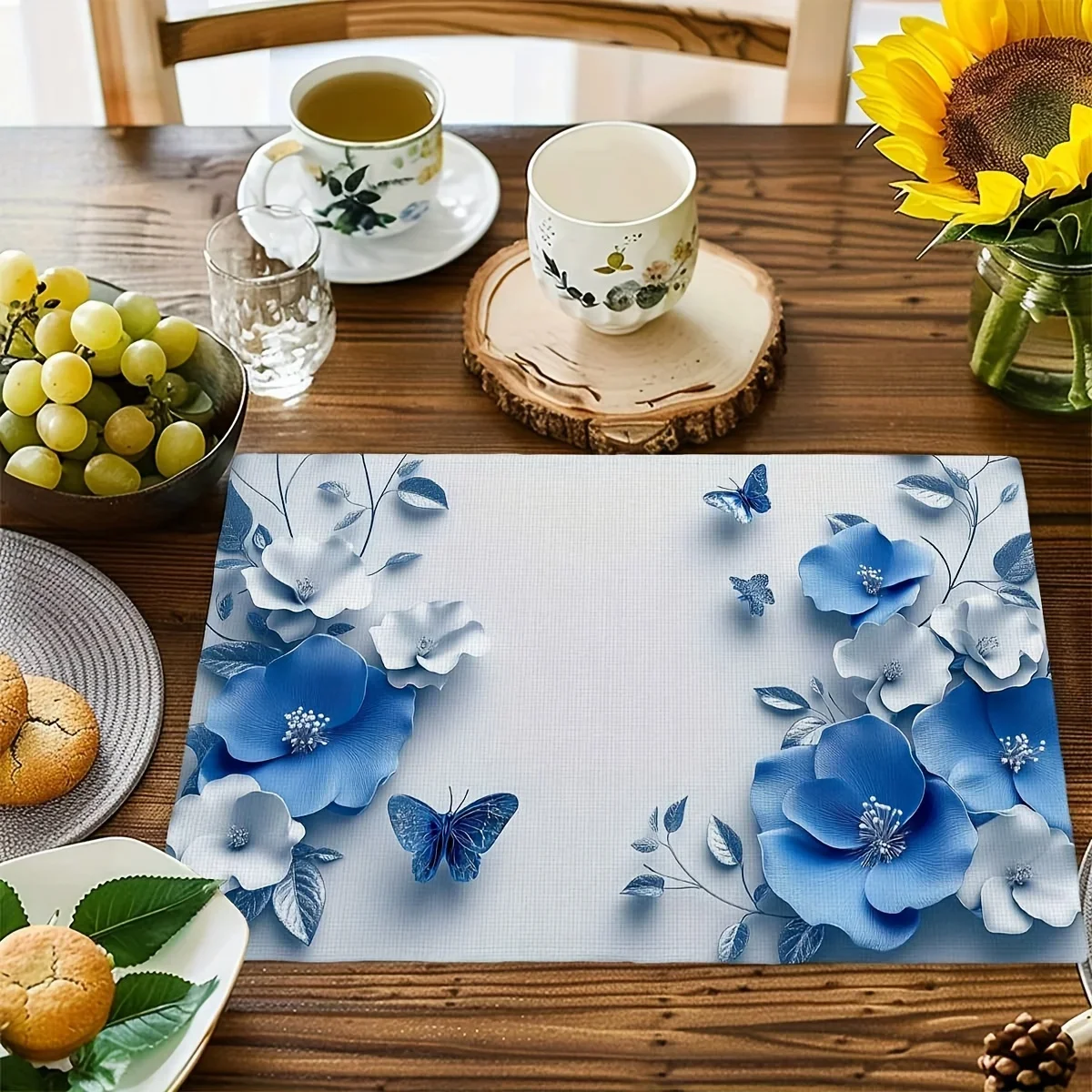 Stylish Dining Accessory Delicate Flower Pattern Non Slip Base Great For Family Gatherings Or Holiday Table Setting