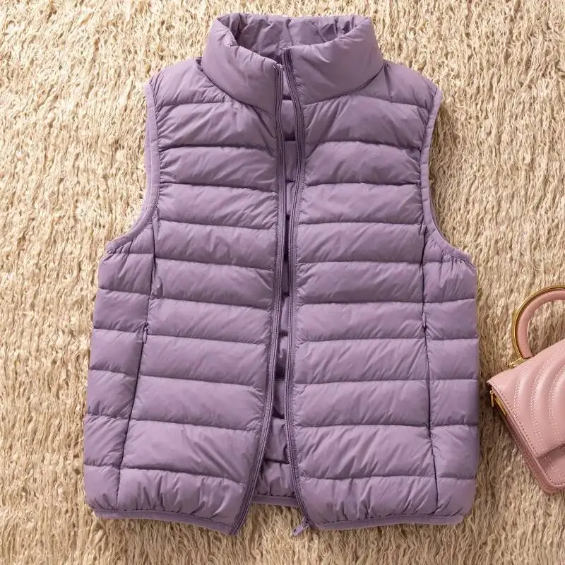12 色 90% ホワイトダックダウンノースリーブジャケット 2023 新着女性超軽量パッカブルベスト女性コート