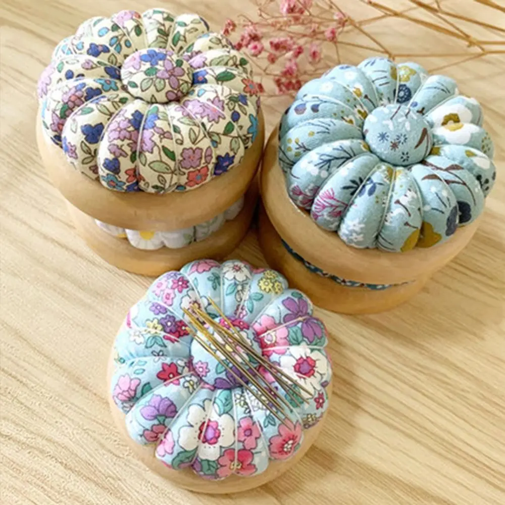 

DIY Wood Base Pumpkin Needle Cushion Pumpkin Shaped Magnetic Needle Pillow Sewing Tool Pin Cushion Tailor
