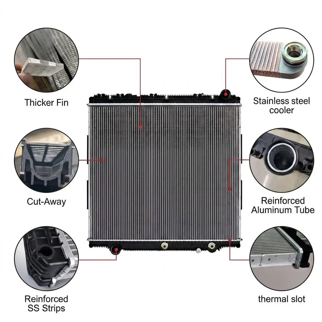 Heavy Duty Truck Radiator for 2022-Newer Freightliner Cascadia, Western Star 49X, 57X Series | TXE1003874C | Reinforced SS Strip