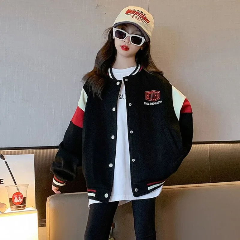 Stylish Tween Girls Baseball Jacket 2025 Spring Autumn Casual Top for Girls 8-14 Years Old