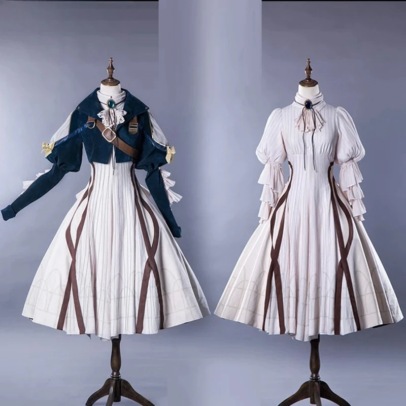 

XS-XXL японский амин фиолетовый Evergarden косплей костюм высокого качества женское роскошное платье костюм аниме наряд пальто + платье + униформа с драгоценными камнями