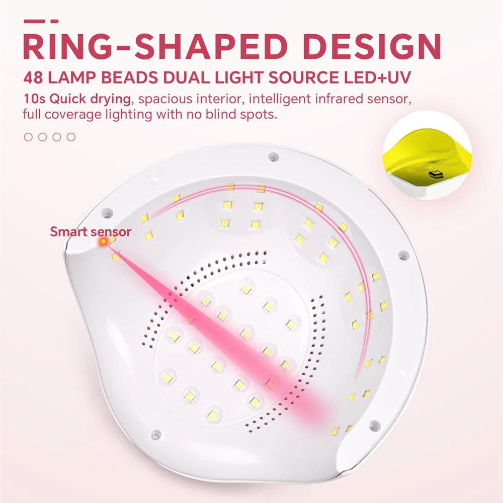 Lampe LED UV 48W à séchage rapide pour vernis à ongles, gel, longue durée, 3 modes de minuterie, outil de traitement et de durcissement de manucure