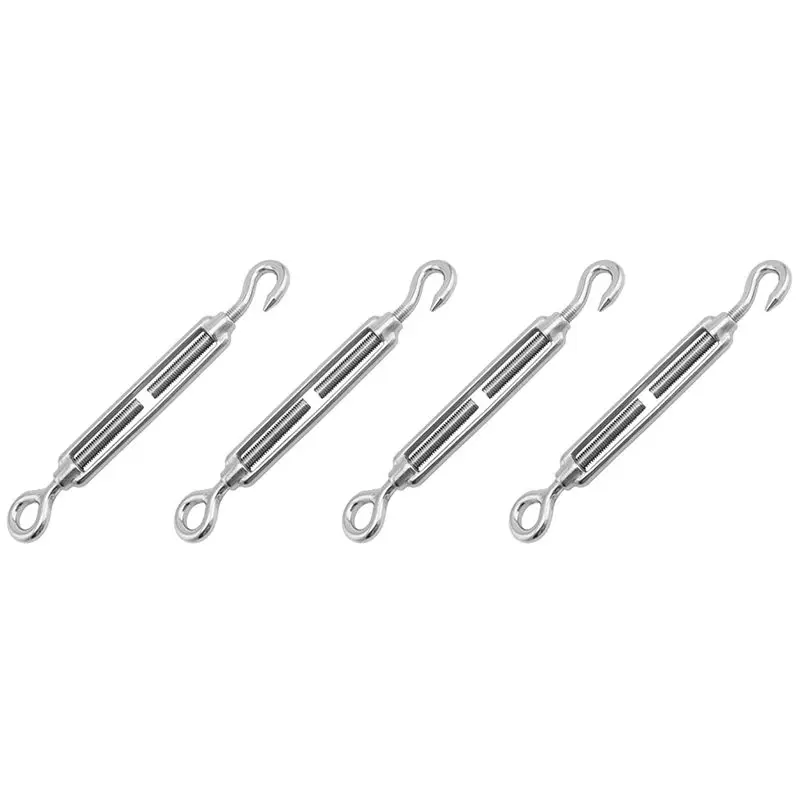 AFOURT-1Set Spannschloss mit Schraube, Silber, Edelstahl, Haken-Öse, Drahtseilspanner – Detail 4