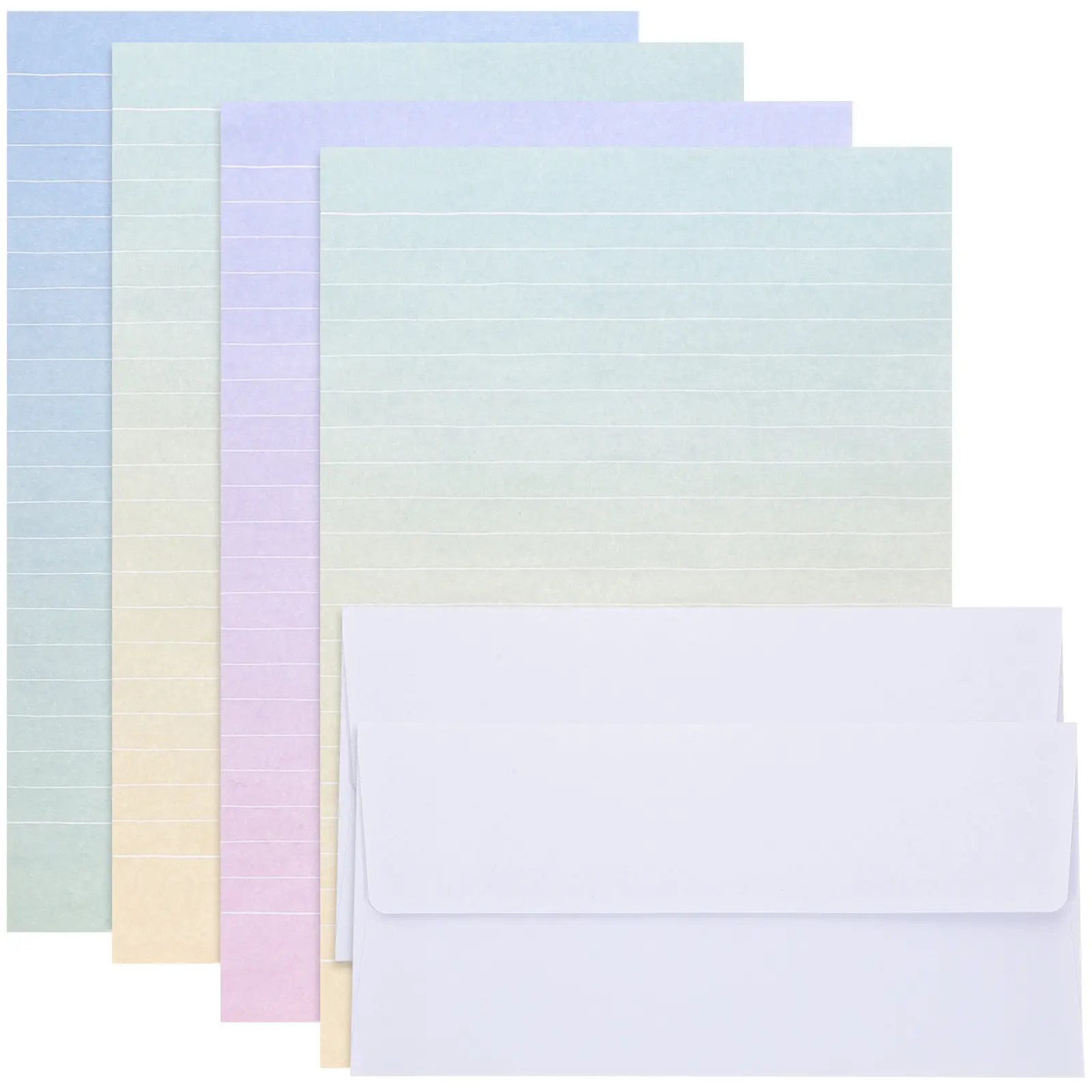 4Sets Stationery Envelope Set Gradient Letter Paper Creative Design Perfect for Writing Letters Invitations Greeting Notes
