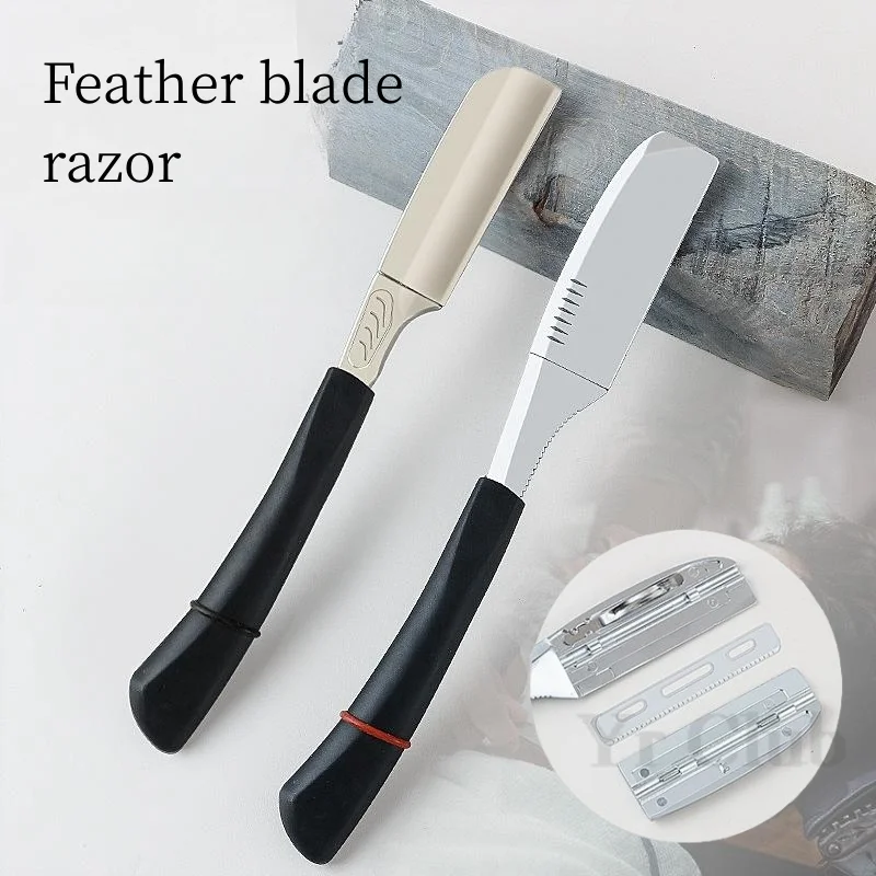 Straight Handle Shaver Japanese Manual Shaving Razor Hair Salon Safety Feather Blade Holder Men\'s Hair And Beard Trimmer Y0630