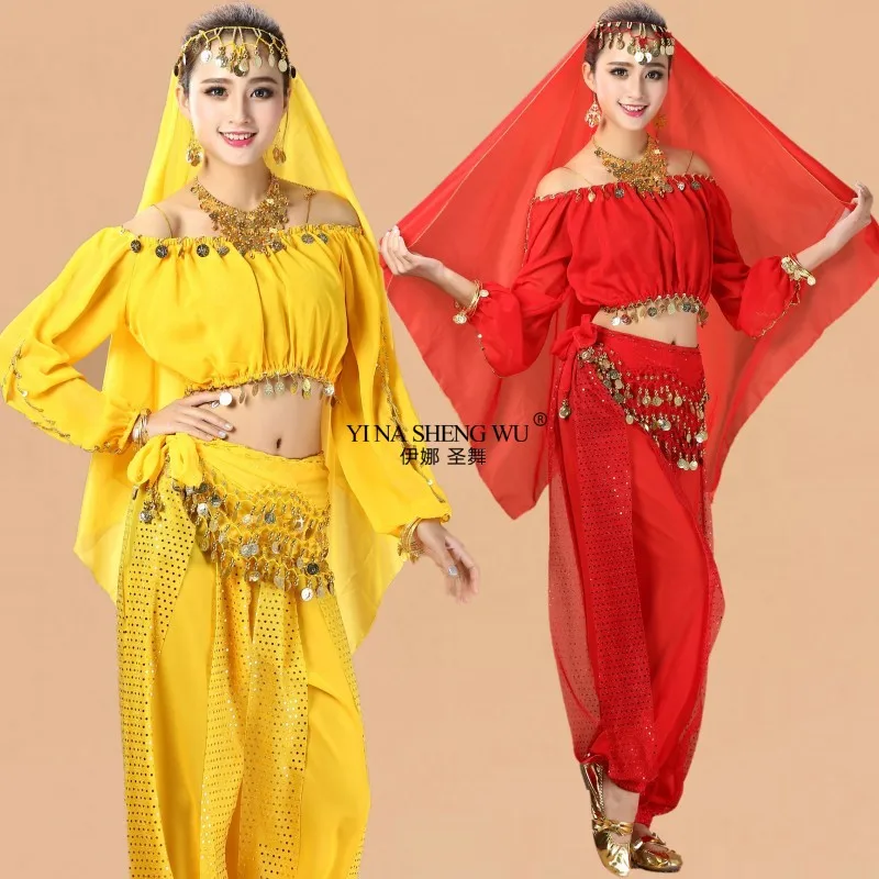 4피스 세트 신상 섹시한 오리엔탈 벨리댄스 의상 여성용 춤 연습 벨리댄스 의상 디자인