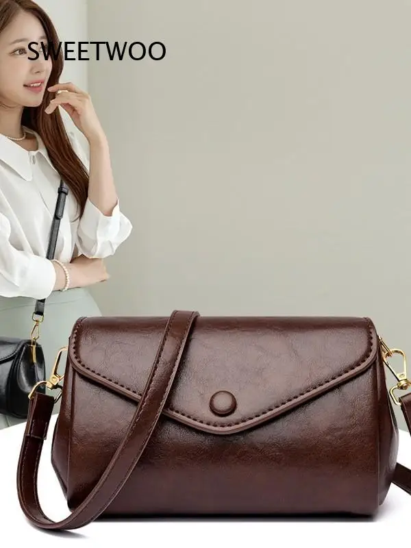 Women Vintage Small Square Crossbody Bag Pu Leather Flap Shoulder Purse Daily Commuter Handbag