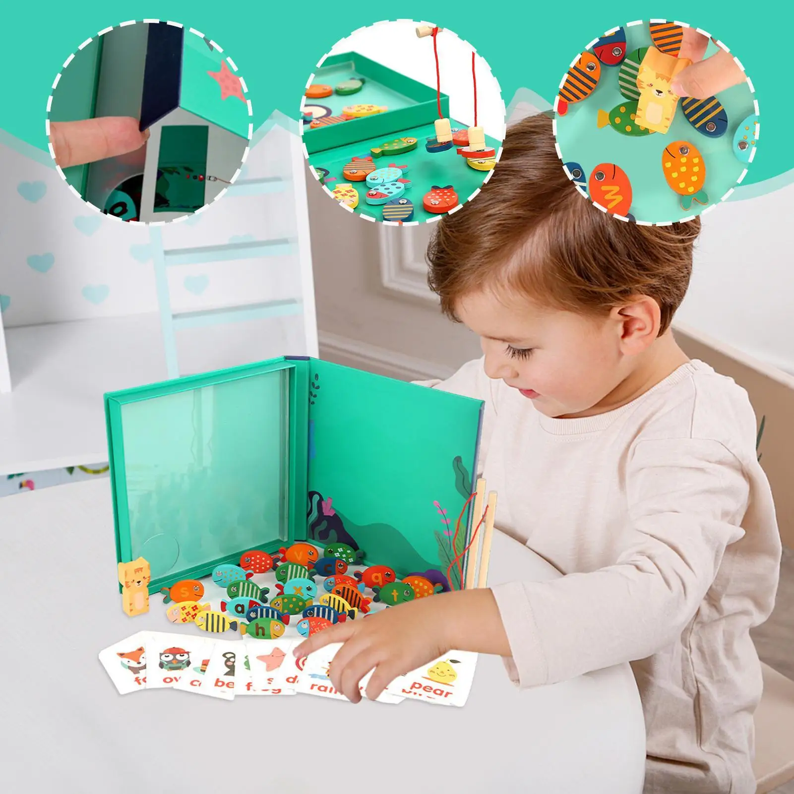 Fish Game Magnetic 26-Letter Learning Toys Alphabet Fish Catching Puzzle Games For Kids Boys Girls Classroom Preschool Travel