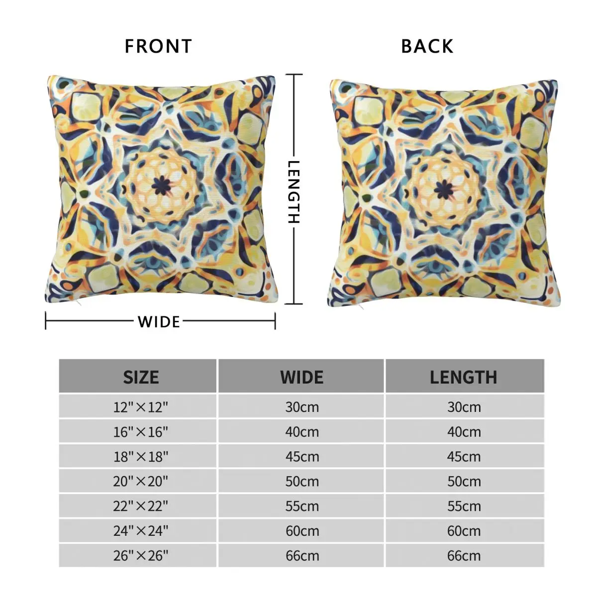 Stained Glass Mandala - Mustard Yellow & Navy Pillowcase Cushion Comfort Throw Pillow Sofa Cushions Used for Home Living Room