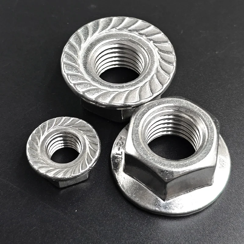 M2.5 M3 M4 M5 M6 M8 M10 M12 M14 M16 M20 Flanged Nuts Serrated Flange Stainless Steel Metric DIN6923