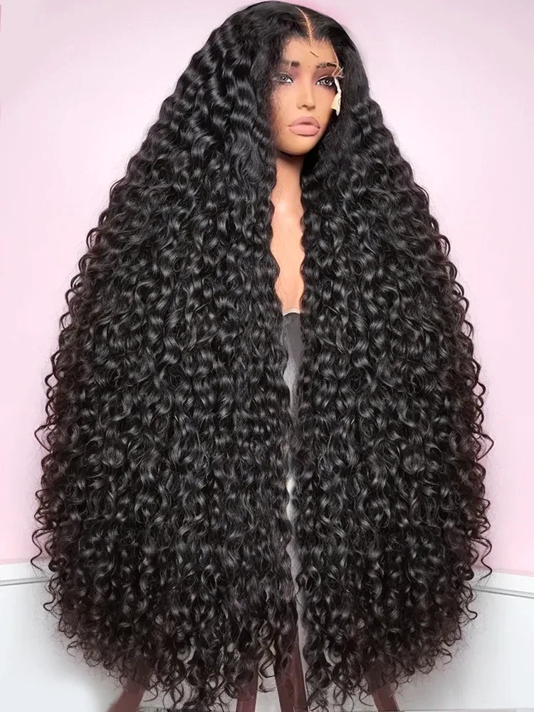 

220% Curly Wigs 13x6 HD Transparent Lace Front Human Hair Wig Brazilian 30 Inch Water Deep Wave 13x4 Lace Frontal Wigs For Women