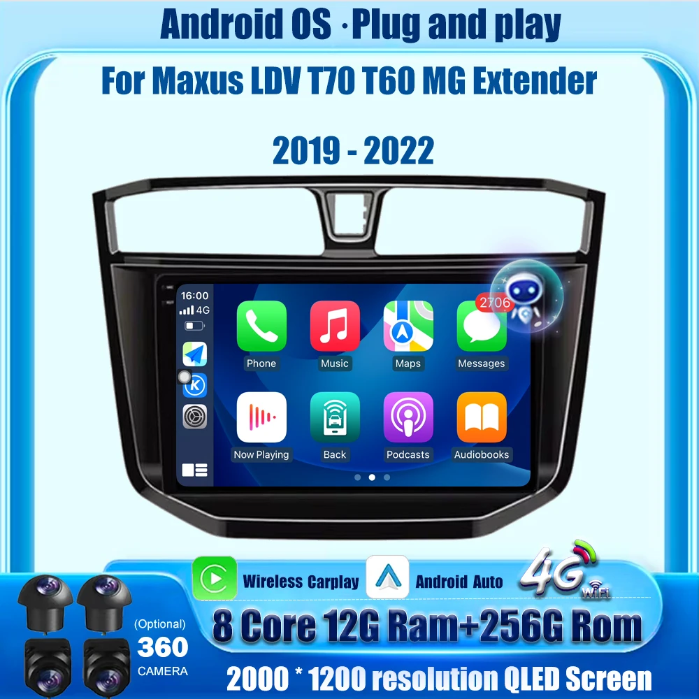 Android 16 Wireless Carplay For Maxus LDV T70 T60 MG Extender 2019 - 2022 Car Radio Multimedia Player GPS Navigation BT 4G WIFI