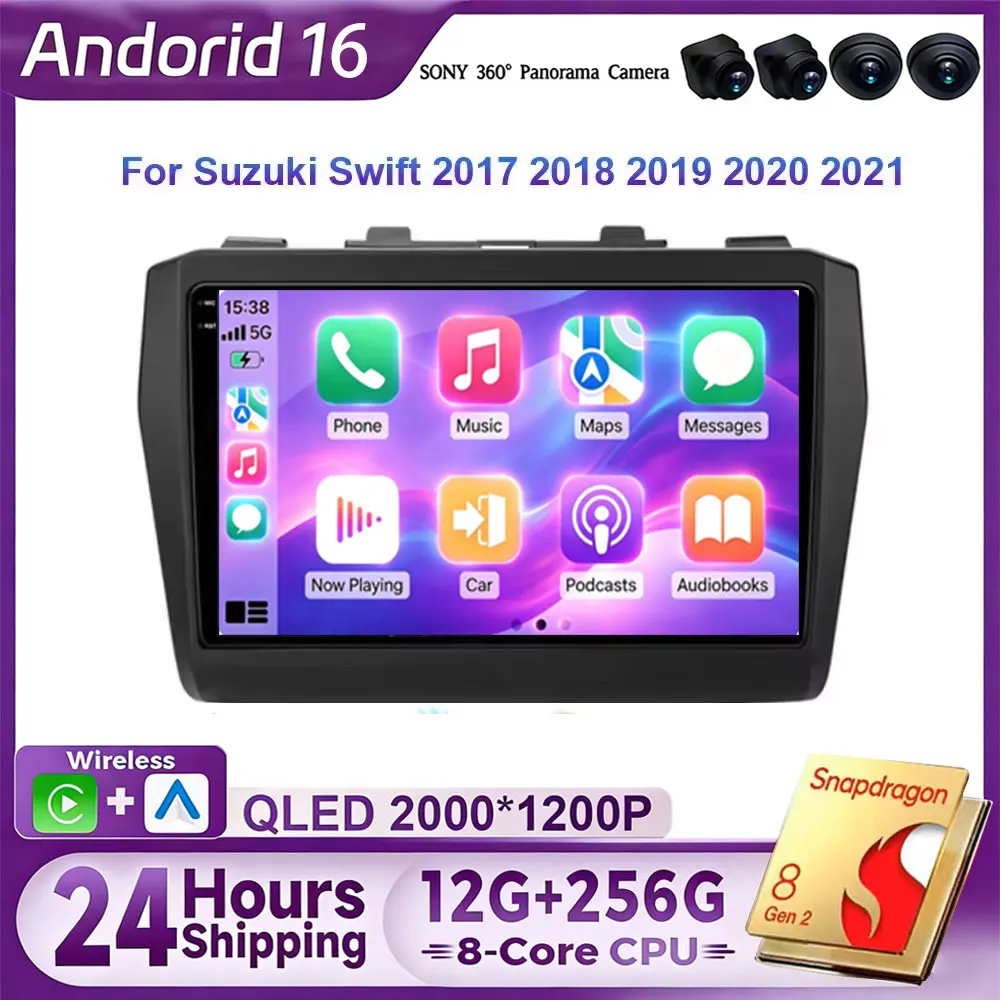 Android 16 Multimedia Player For Suzuki Swift 2017 2018 2019 2020 2021 Wireless Carplay Auto Radio Car Radio 4G WiFi 2 Din