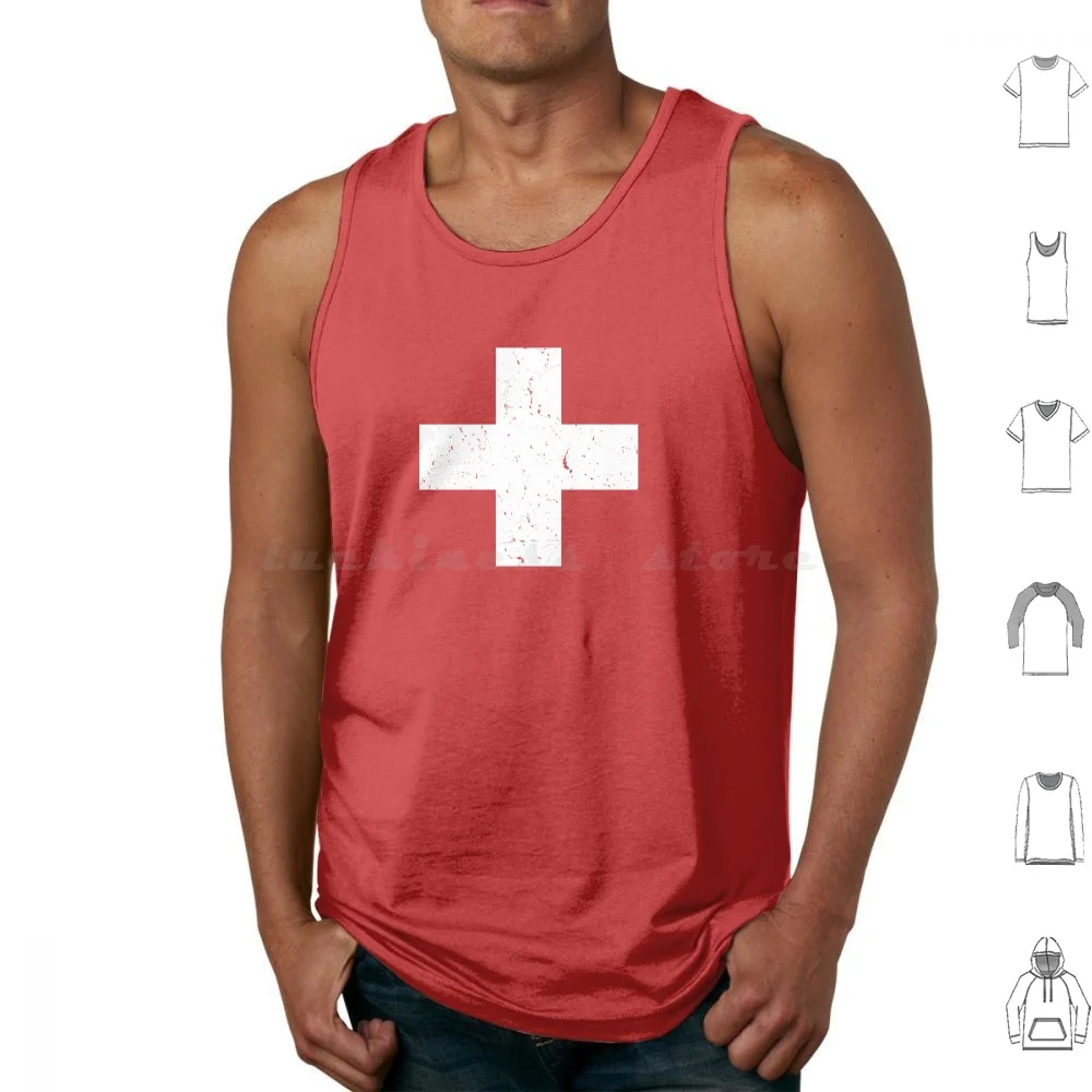 Vintage Swiss Flag Tank Tops Print Cotton Sport Football Swiss Soccer Coat Of Arms Switzerland Flag Flags Sports Swiss Flag