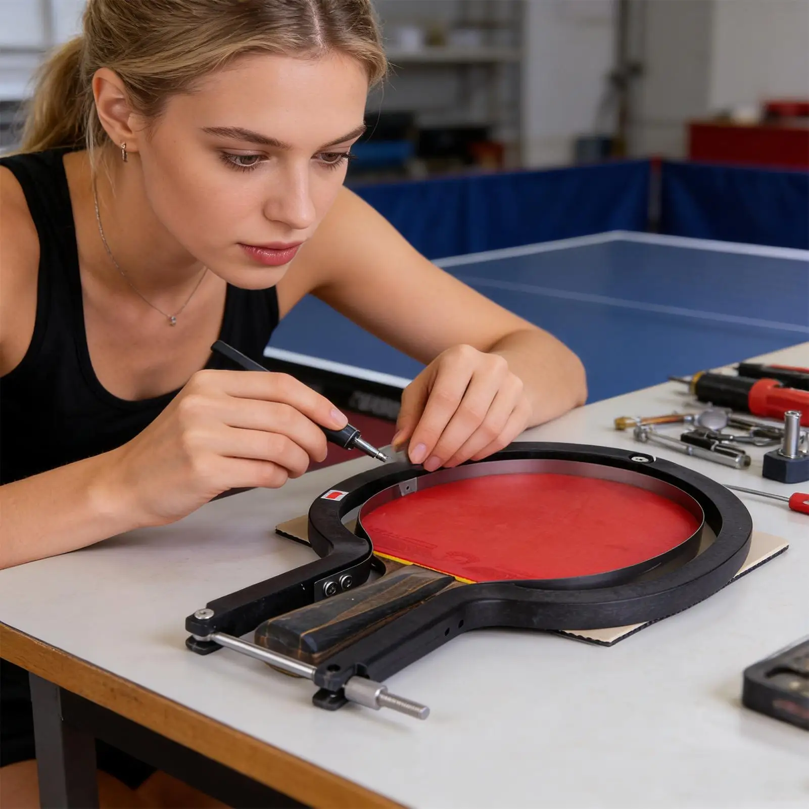 

Table Tennis Paddle Cutter Adjustable Arc Bat Trimmer Table Tennis Bat Cutting Tool for Adult Athlete Student Beginner