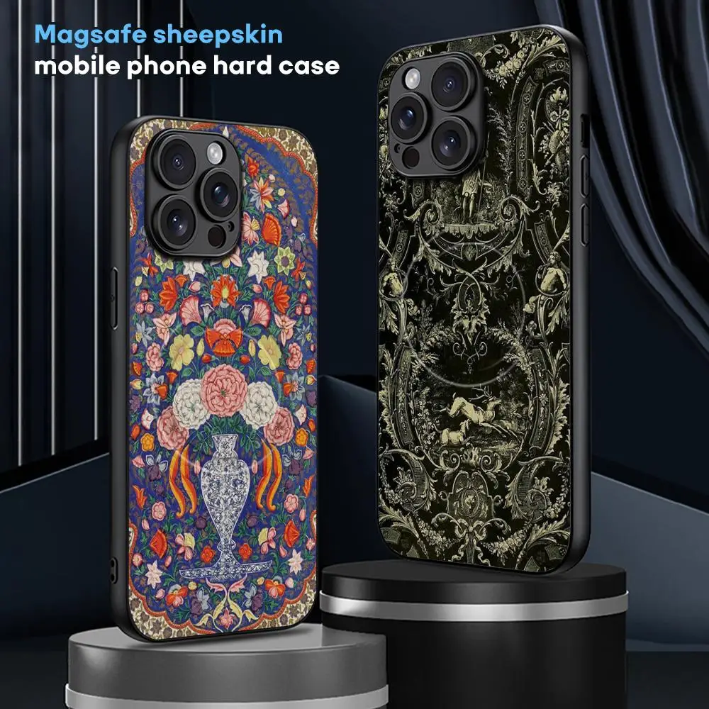 Persian rug floral art design ins Phone Case For iPhone 17 16 15 14 13 12 11 Plus Pro Max  High-end Luxury Magsafe Sheepskin - view 2