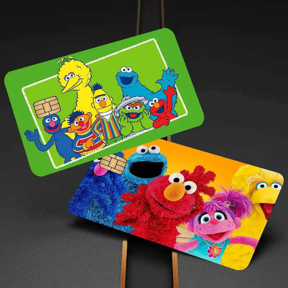 S-Sesame Street TV Cute Cartoon Game Film Cover Sticker Case For Small Chip Credit Debit Card Front Side
