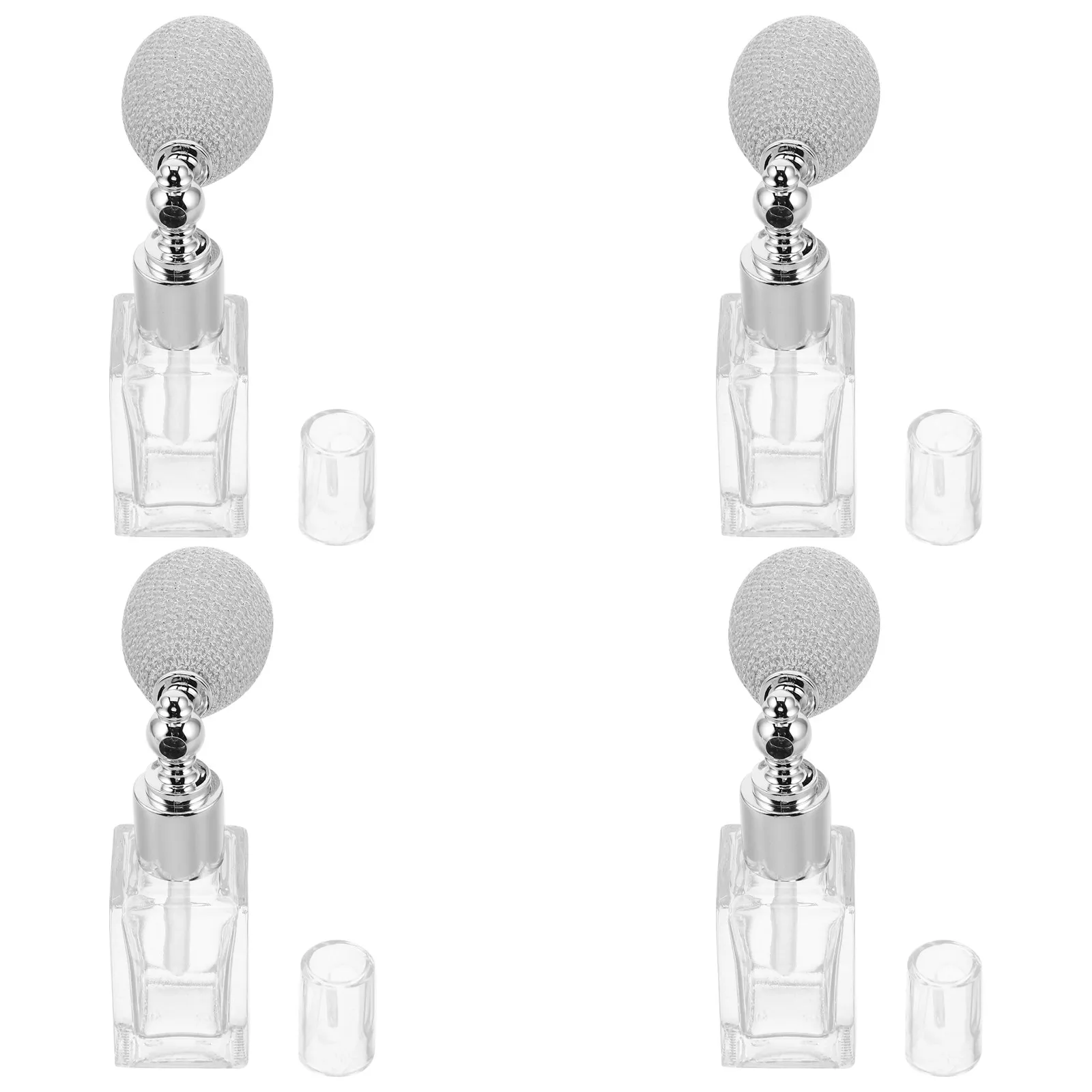 4Pcs Small Glass Rectangular Perfume Atomizer Bottle Precision Pump Refillable Travel Spray Bottle for Fragrance