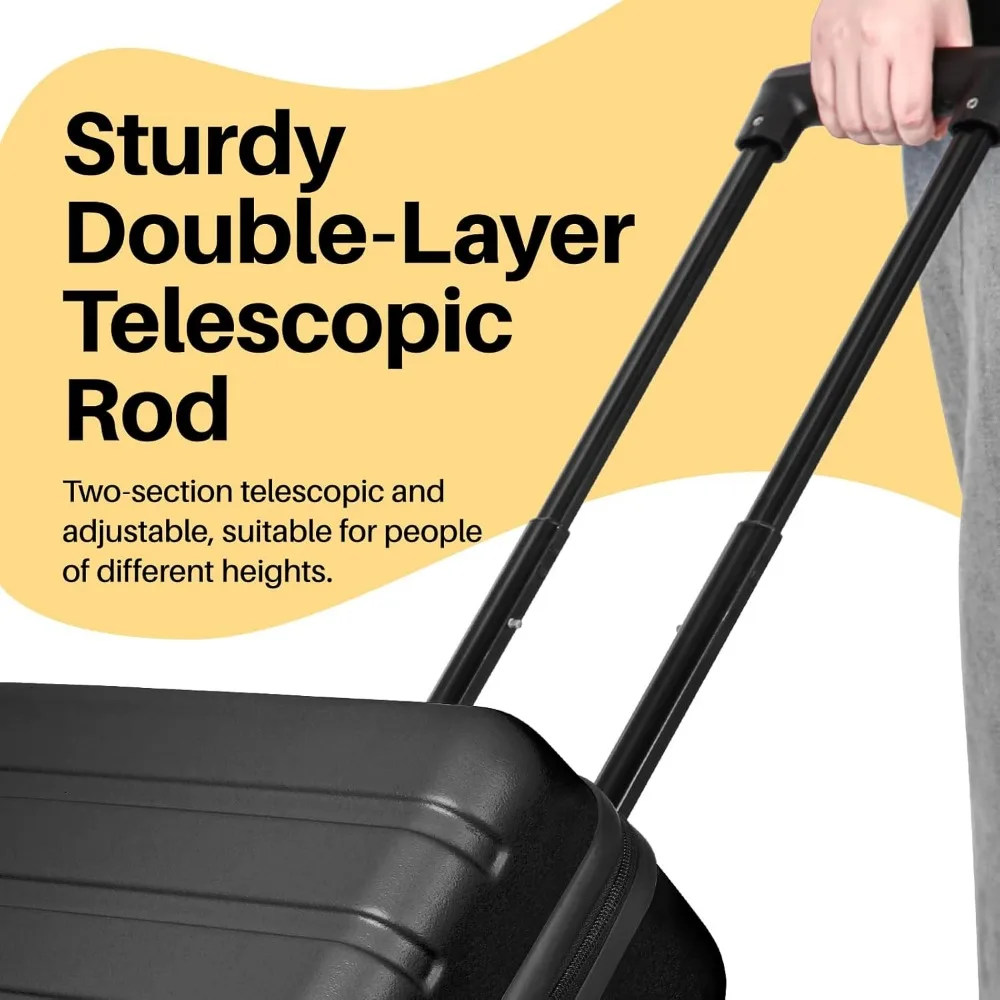 Lightweight ABS Hardside PC Luggage with USB Port, TSA Lock, Wheels, Large 28 Inch Black for Travel