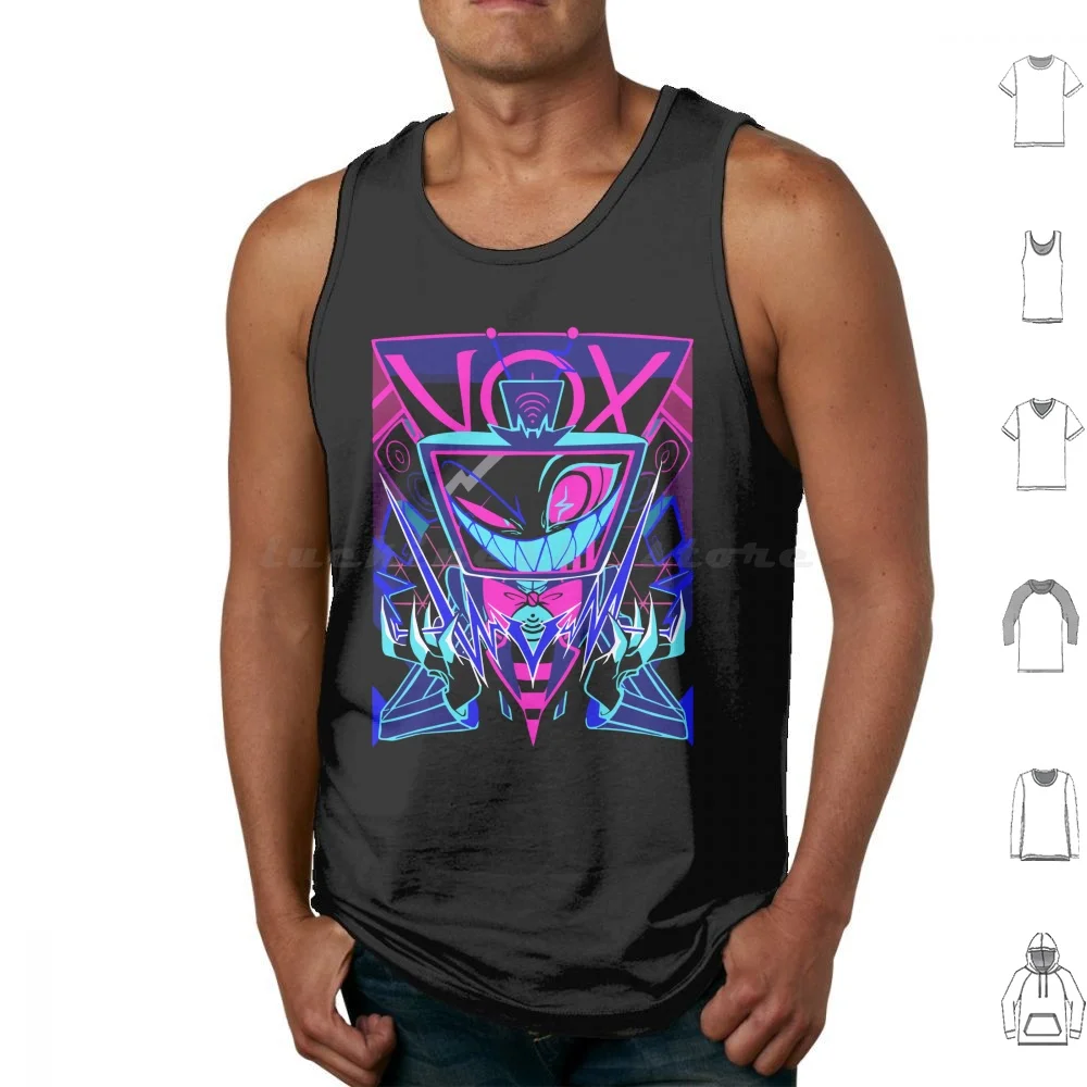 Vox Tank Tops Vest Sleeveless Vox Vaggie Alastor Alastor Alastor Radio Demon Lucifer Husk Angel Dust Fat Nugget