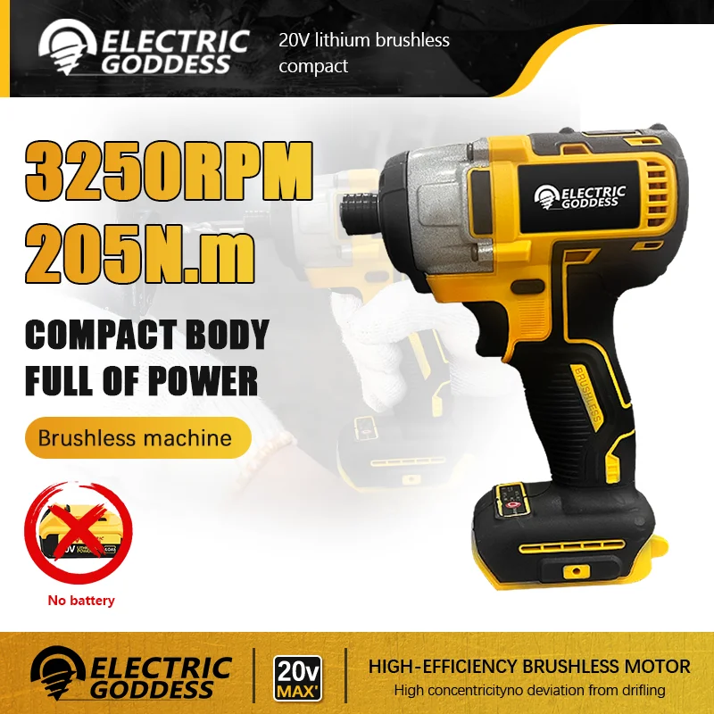 Deusa Elétrica Motor Brushless de Alta Eficiência Chaves sem Fio Compactas Furadeira Elétrica Ferramentas Elétricas de Bateria 20v Dewalt