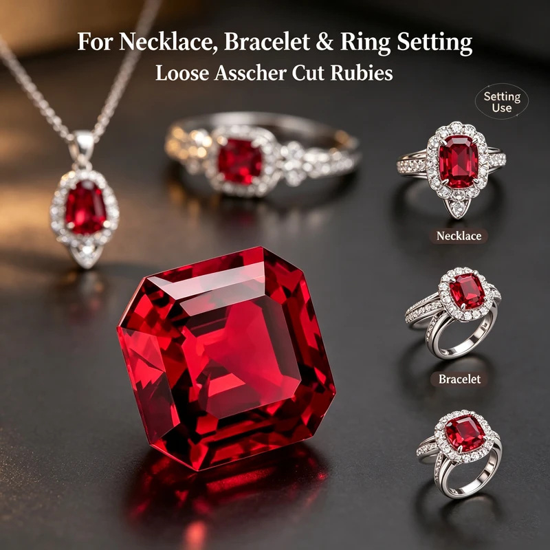 Certified Lab Asscher Cut Loose Gemstone, Square Red Stone for Jewelry Making, Perfect for Custom Rings Earrings Pendant Setting