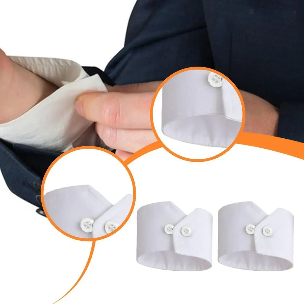 Elegant White Black False Wrist Cuffs Detachable Polyester False Collars Black Button Costume Accessory Shirt False Simple Cuffs