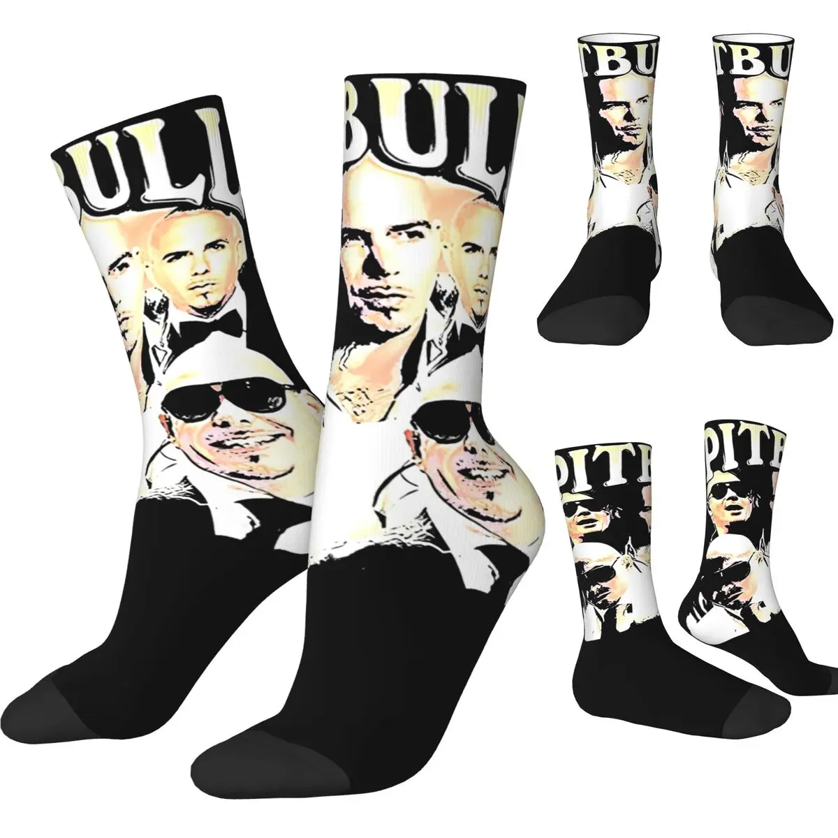 Chaussettes de sport respirantes Mr.Worldwide pour hommes, bas Kawaii, chaussettes coordonnantes, Pitbull, design d'hiver vintage