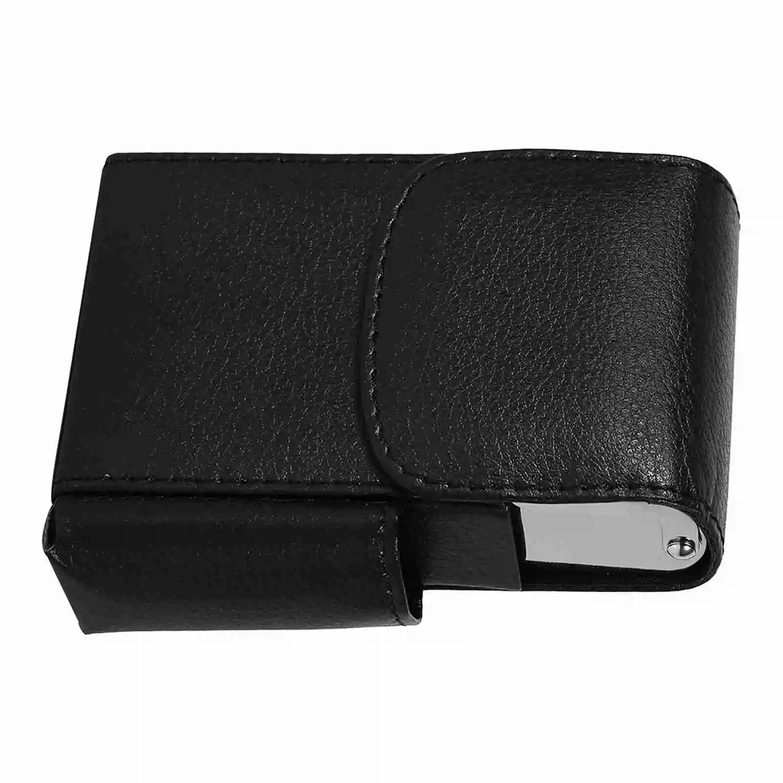 ZK40 Cigarette Case PU Leather Smoke Tobacco Pouch Lighter Holder Storage Box Container Black